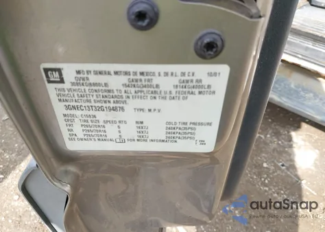 2002 Chevrolet Avalanche 1500 from USA, damaged, VIN 3GNEC13T32G194876